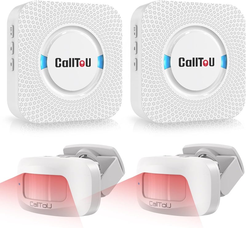 CallToU Wireless Motion Sensor Alarm Indoor Motion Detector Alarm, Bed Alarms for Elderly Dementia Patients, Motion Sensor Door Chime with 500 FT Range, 5 Adjustable Volume 2 Sensor + 2 Receiver - Image 1